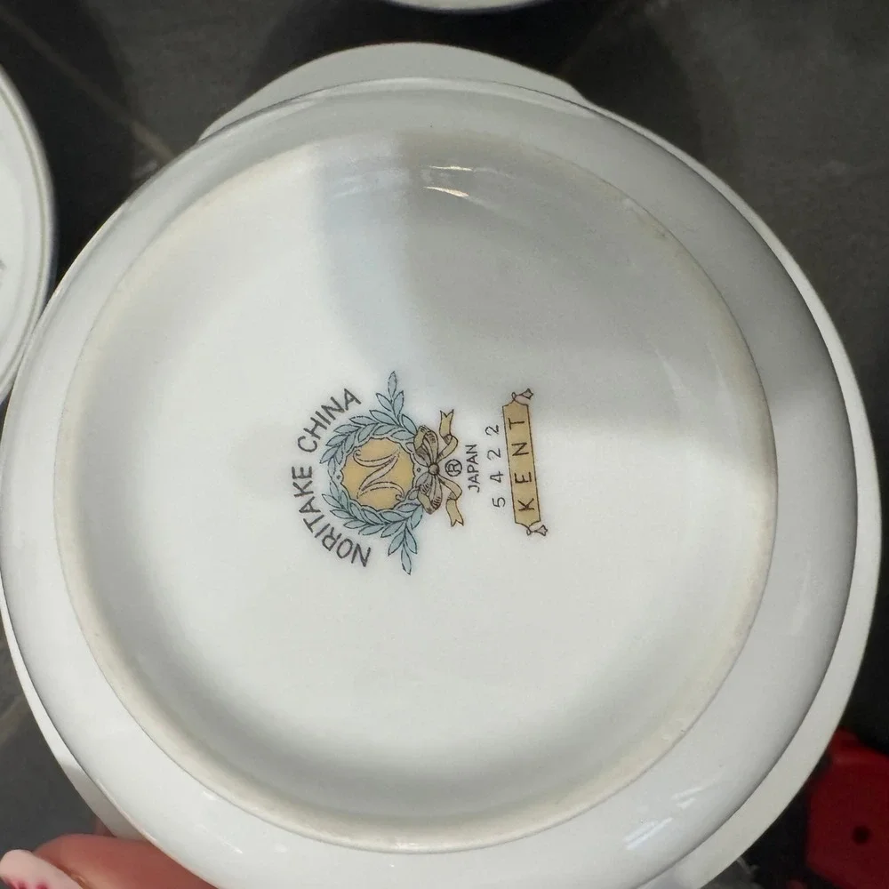 Noritake China Kent #5422 Lugged Bowls Set of 4 Pink Floral Japan VTG Disc'd‎ EC
